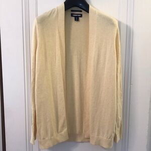 Lands' End lightweight yellow open-front cardigan